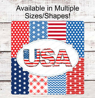 
              Patriotic Welcome Wreath Sign - USA Sign - Patriotic Quilt- American Flag Sign - Fireworks - 4th of July Signs - Summer Wreath Sign
            