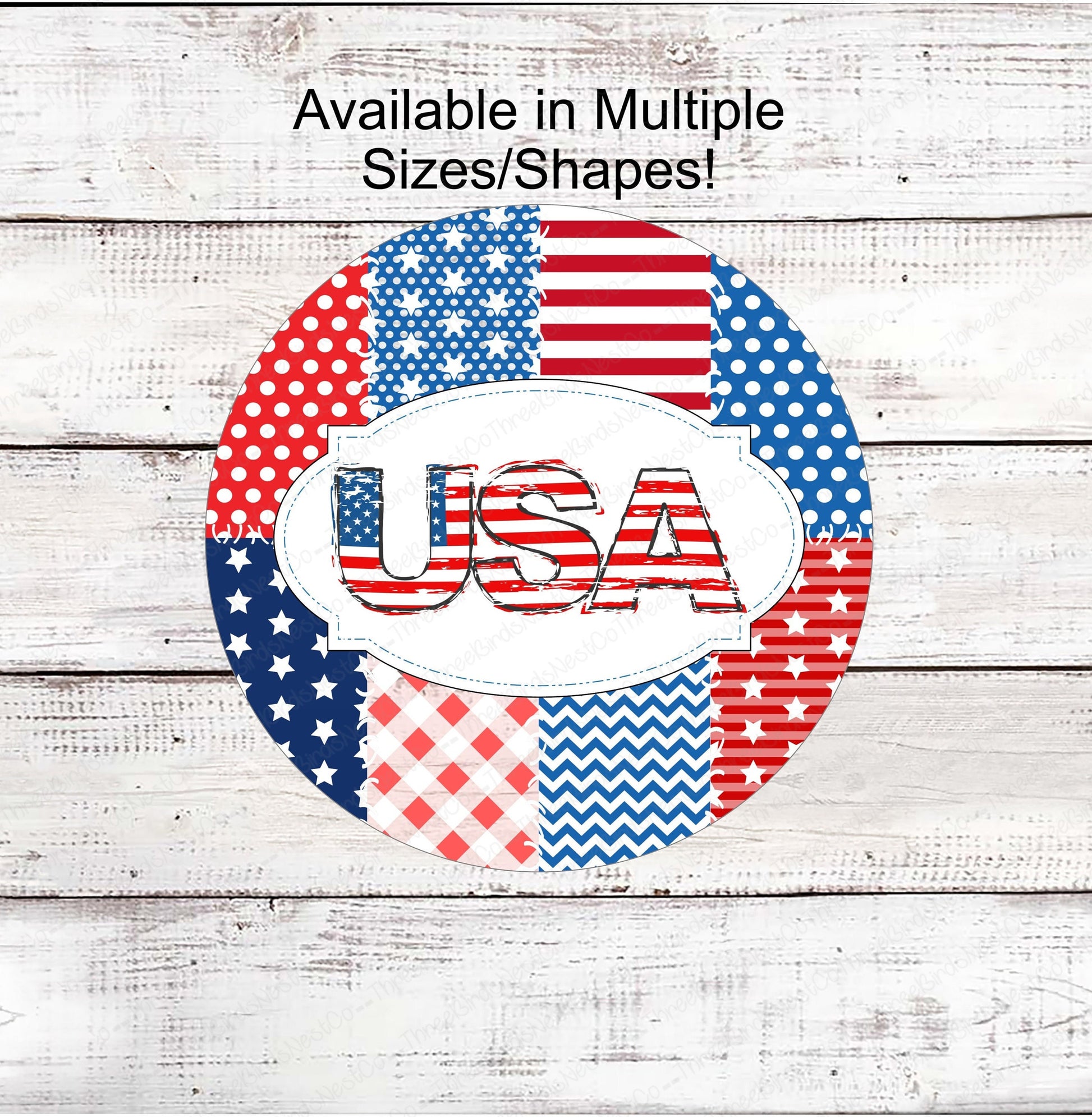 Patriotic Welcome Wreath Sign - USA Sign - Patriotic Quilt- American Flag Sign - Fireworks - 4th of July Signs - Summer Wreath Sign