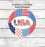 
              Patriotic Welcome Wreath Sign - USA Sign - Patriotic Quilt- American Flag Sign - Fireworks - 4th of July Signs - Summer Wreath Sign
            