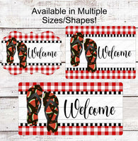 
              Welcome Wreath Sign - Flip Flops Sign - Watermelon Sign - Three Birds Nest Co - Metal Wreath Signs
            