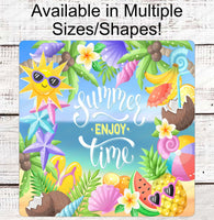 
              Summer Wreath Sign - Tropical Wreath Sign - Beach Wreath Sign - Welcome Wreath Sign - Flip Flops Sign - Beach Welcome Sign
            