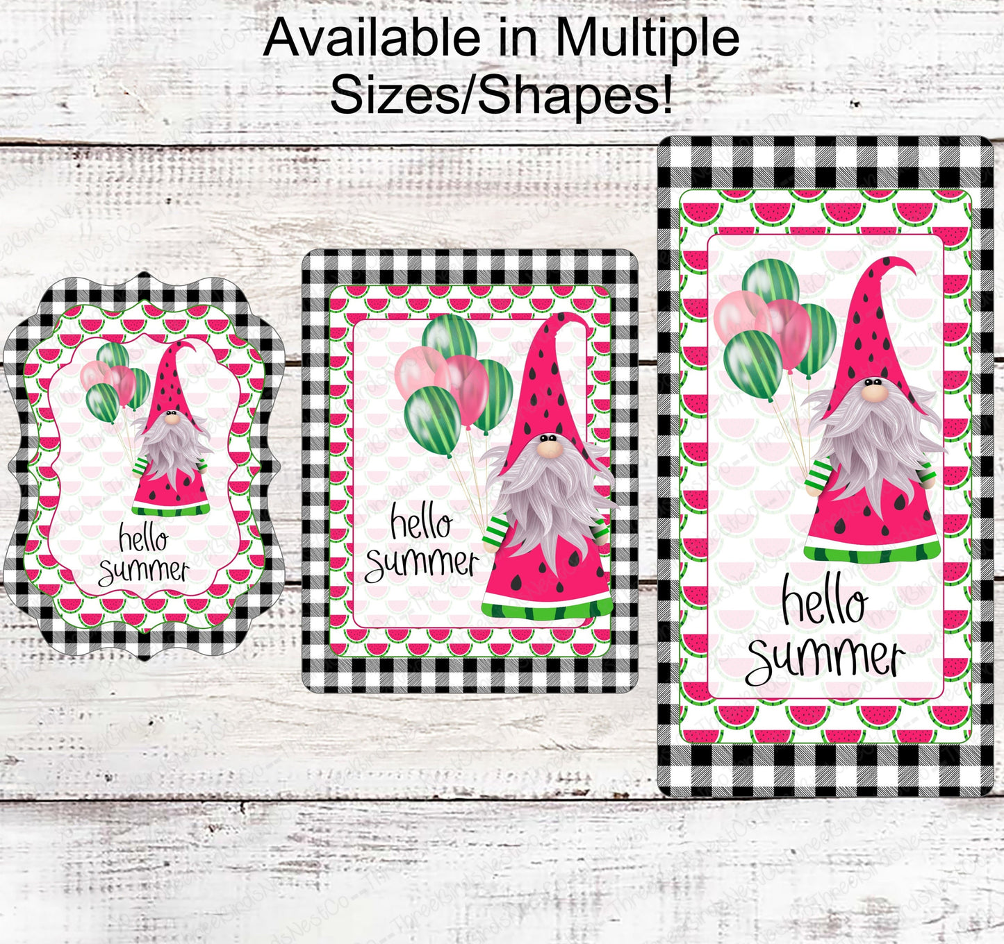Watermelon Gnome - Watermelon Sign - Summer Wreath Signs - Welcome Summer Sign - Summer Gnome Sign - Wreath Centers - Three Birds Nest Co