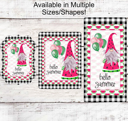 Watermelon Gnome - Watermelon Sign - Summer Wreath Signs - Welcome Summer Sign - Summer Gnome Sign - Wreath Centers - Three Birds Nest Co