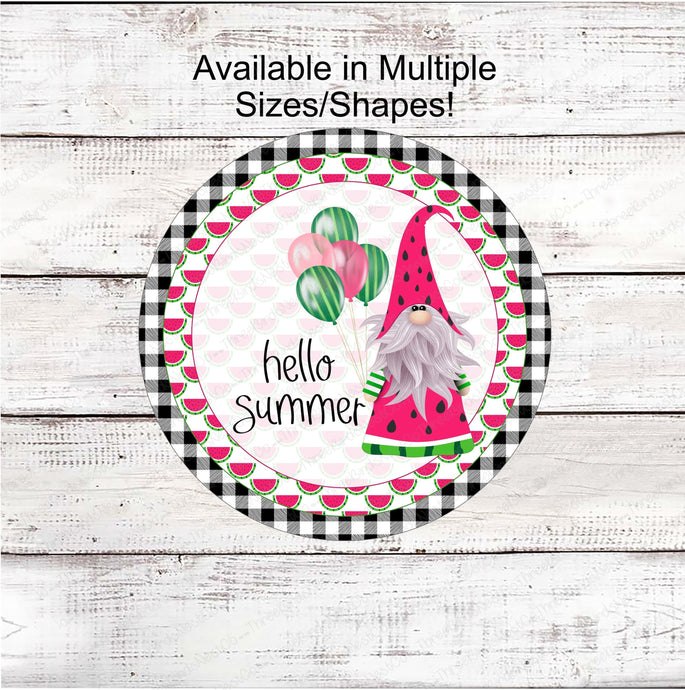 Watermelon Gnome - Watermelon Sign - Summer Wreath Signs - Welcome Summer Sign - Summer Gnome Sign - Wreath Centers - Three Birds Nest Co