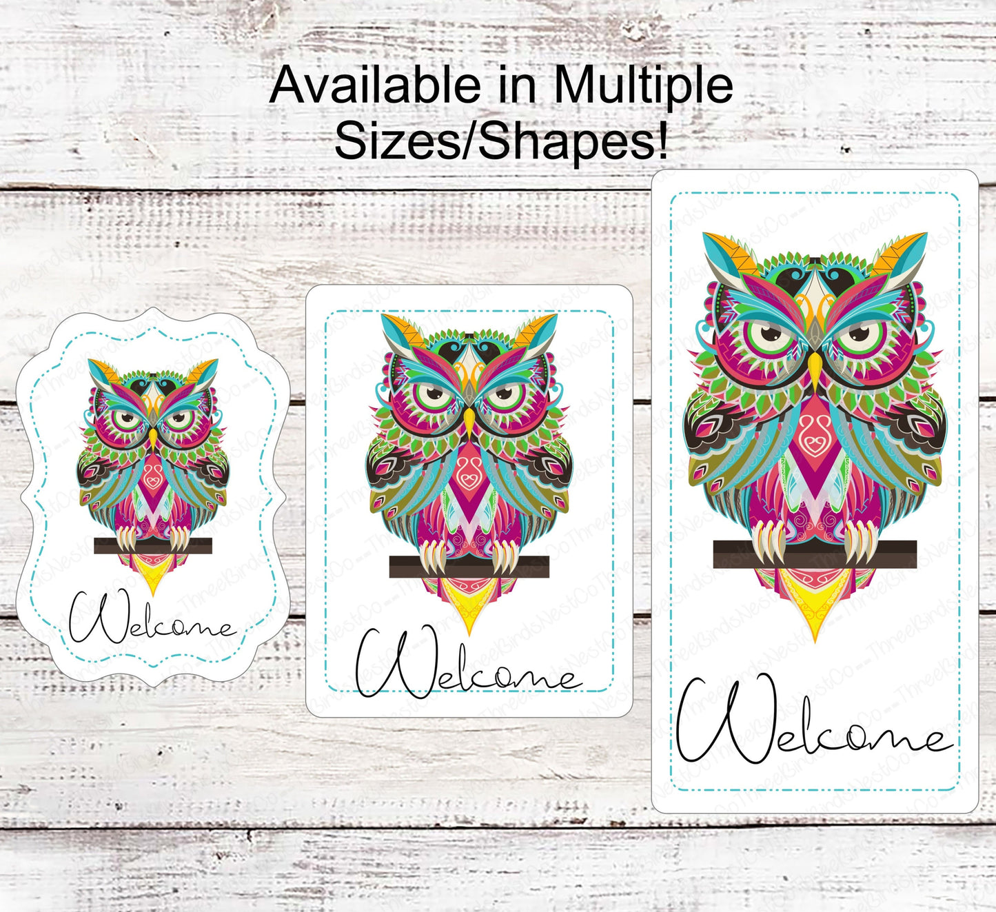 Welcome Wreath Sign - Zentangle Owl Sign - Owl Welcome - Whimsical Wreath Sign