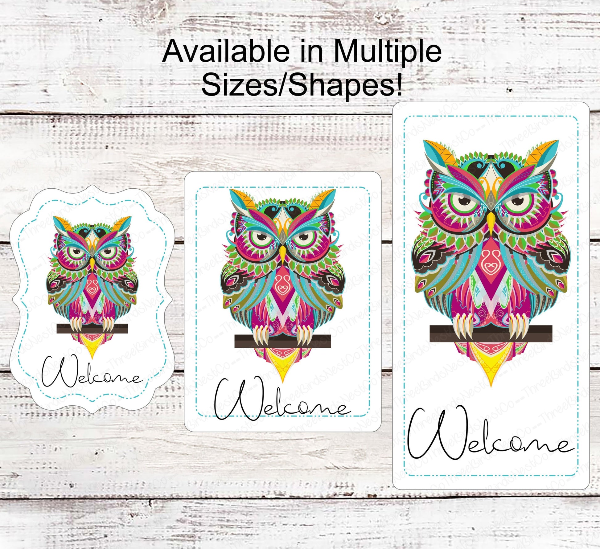 Welcome Wreath Sign - Zentangle Owl Sign - Owl Welcome - Whimsical Wreath Sign