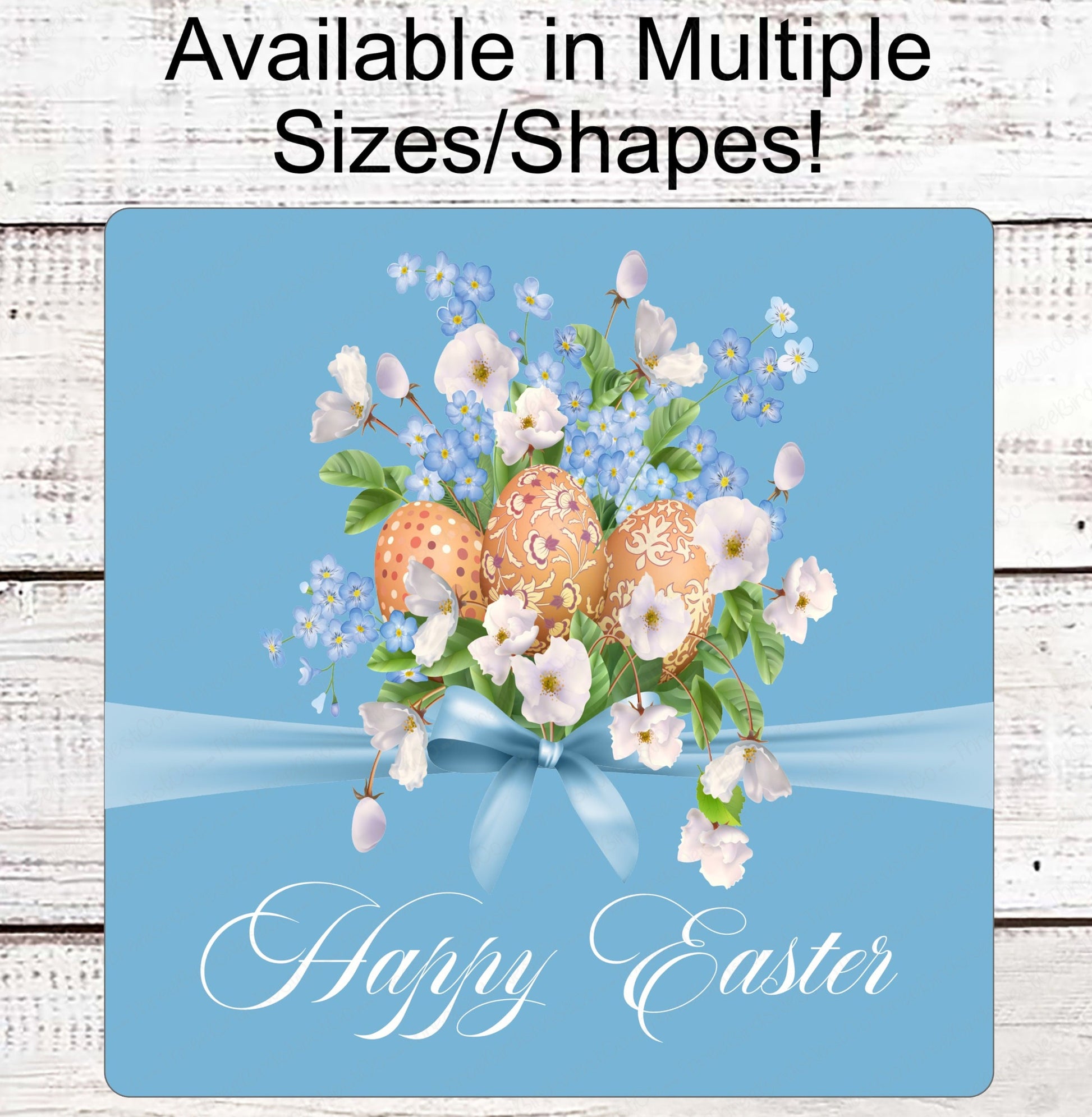 Happy Easter Sign - Welcome Wreath Sign - Easter Eggs Sign - Floral Wreath Sign