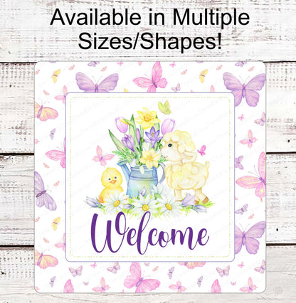 Easter Welcome - Easter Lamb Sign - Easter Chick Sign - Butterfly Sign -Tulips Sign - Watering Can - Spring Welcome Signs -
