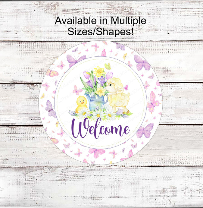 Easter Welcome - Easter Lamb Sign - Easter Chick Sign - Butterfly Sign -Tulips Sign - Watering Can - Spring Welcome Signs -