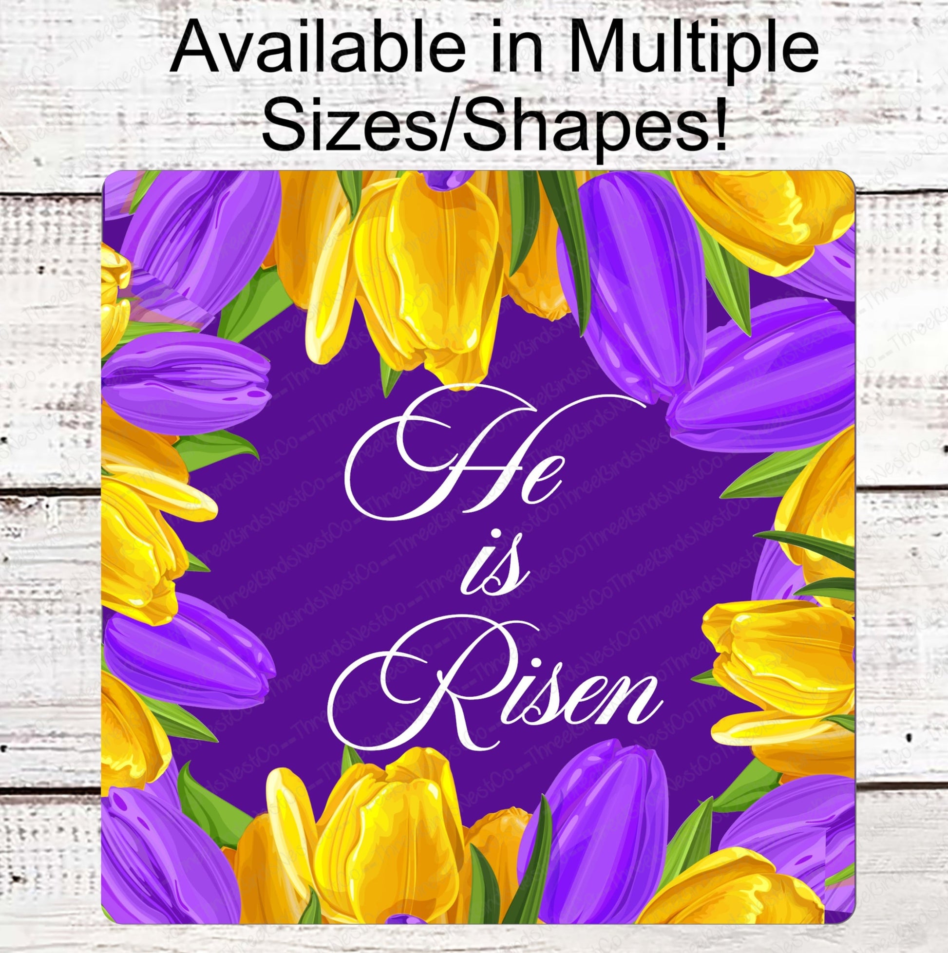 He is Risen Wreath Sign - Tulips Sign - Easter Wreath Signs - Religious Sign - Christian Sign