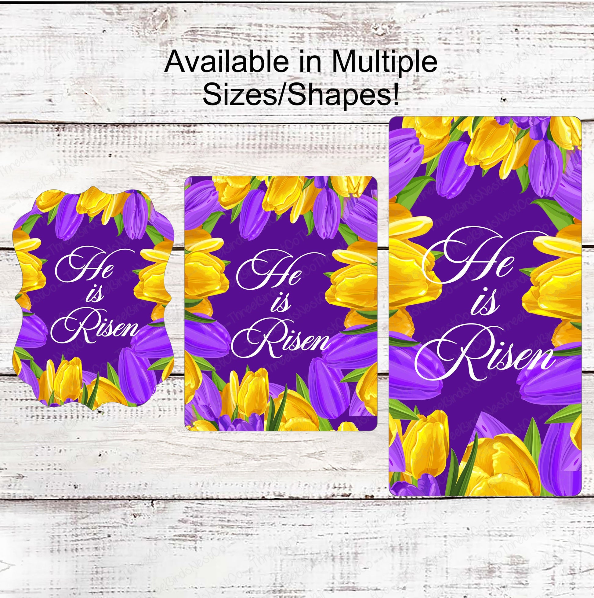 He is Risen Wreath Sign - Tulips Sign - Easter Wreath Signs - Religious Sign - Christian Sign