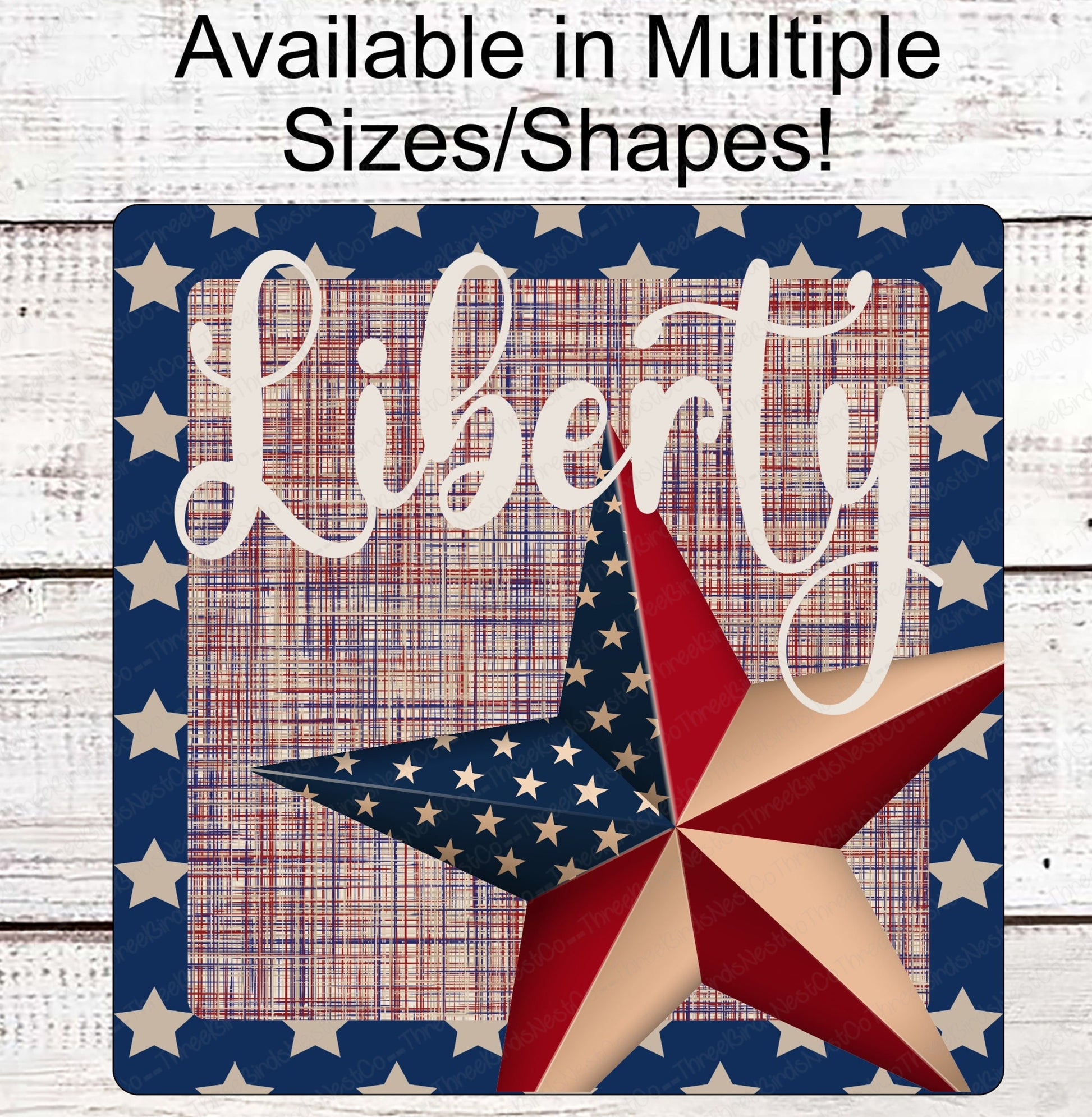 Patriotic Wreath Sign - Liberty Sign - Welcome Wreath Sign - America Wreath Sign -Patriotic Star - Buffalo Plaid Sign - 4th of July Signs