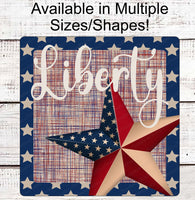 
              Patriotic Wreath Sign - Liberty Sign - Welcome Wreath Sign - America Wreath Sign -Patriotic Star - Buffalo Plaid Sign - 4th of July Signs
            