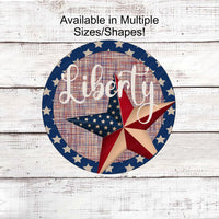 Patriotic Wreath Sign - Liberty Sign - Welcome Wreath Sign - America Wreath Sign -Patriotic Star - Buffalo Plaid Sign - 4th of July Signs