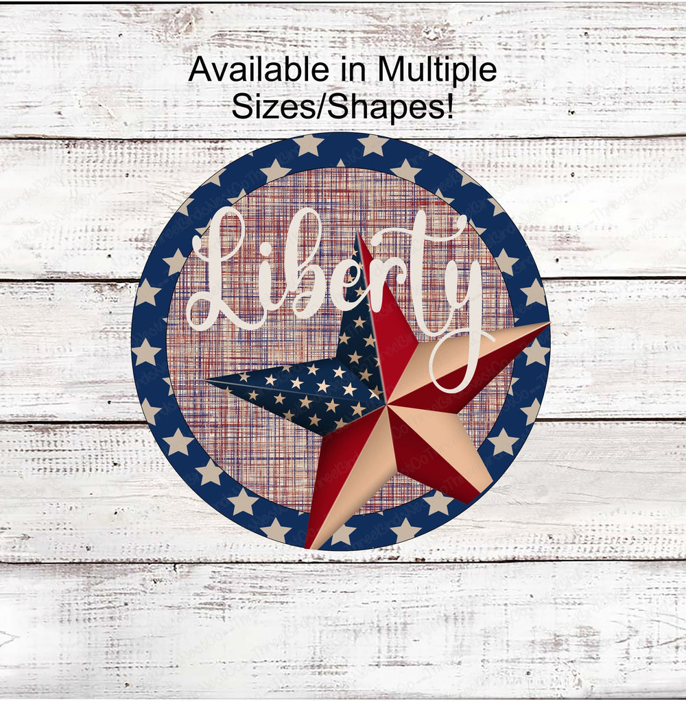Patriotic Wreath Sign - Liberty Sign - Welcome Wreath Sign - America Wreath Sign -Patriotic Star - Buffalo Plaid Sign - 4th of July Signs