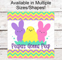 
              Peepers Bunnies - Easter Welcome Wreath Sign - Bunny Welcome Sign - Easter Wreath Signs - Marshmallow Bunnies
            