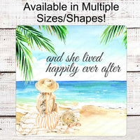 Happily Ever After - Beach Wreath Sign - Beach Decor - Nautical Sign - Beach Lover - Palm Trees Sign - Mermaid