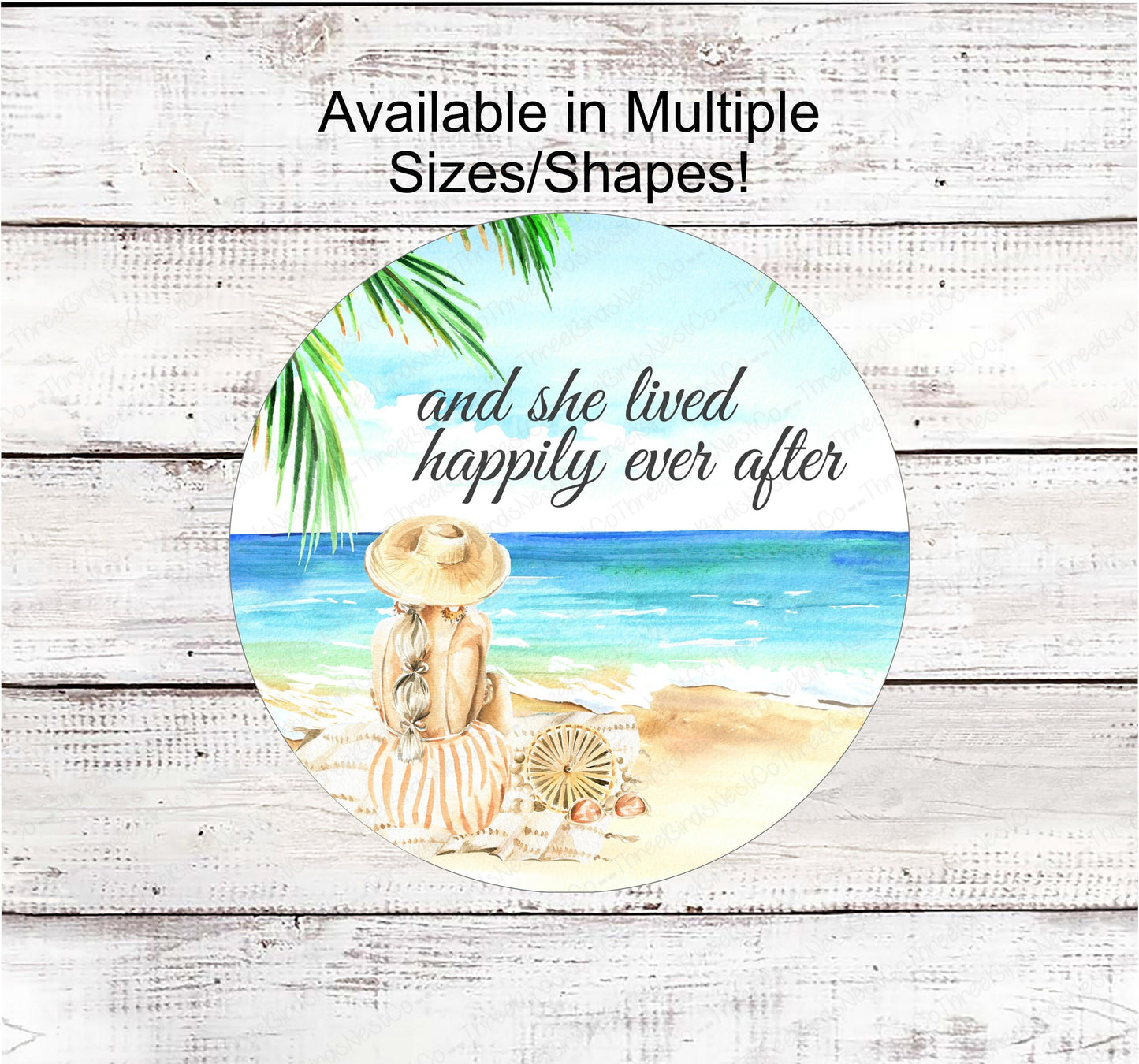 Happily Ever After - Beach Wreath Sign - Beach Decor - Nautical Sign - Beach Lover - Palm Trees Sign - Mermaid