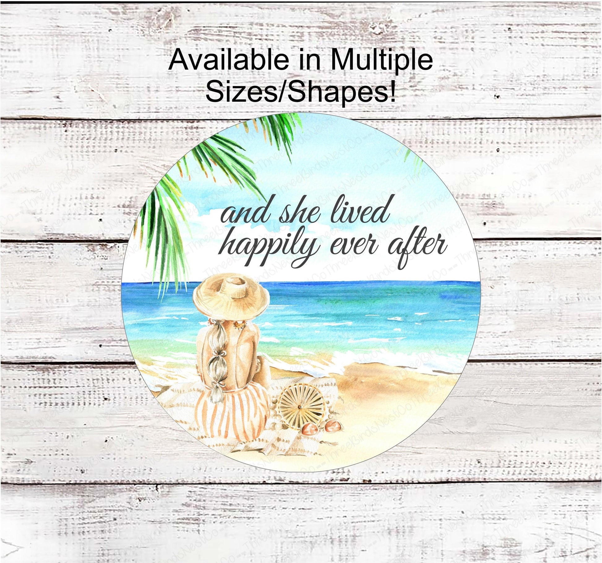 Happily Ever After - Beach Wreath Sign - Beach Decor - Nautical Sign - Beach Lover - Palm Trees Sign - Mermaid