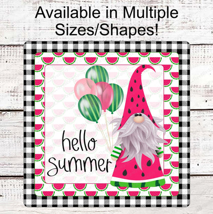 Watermelon Gnome - Watermelon Sign - Summer Wreath Signs - Welcome Summer Sign - Summer Gnome Sign - Wreath Centers - Three Birds Nest Co