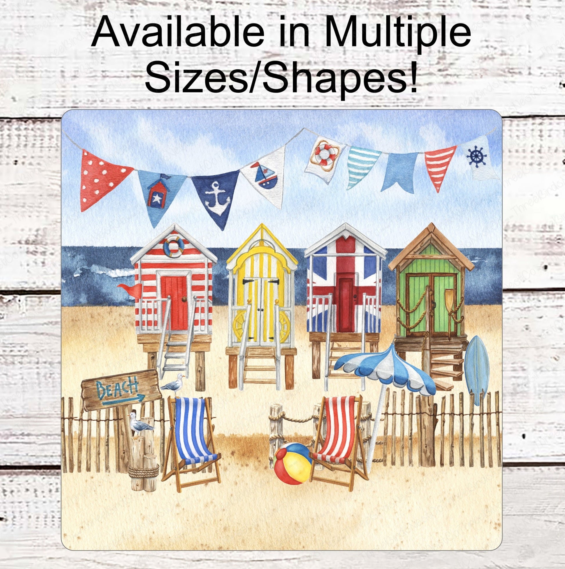 Beach Welcome Sign - Beach Huts - Beach House - Welcome to the Beach - Three Birds Nest Co