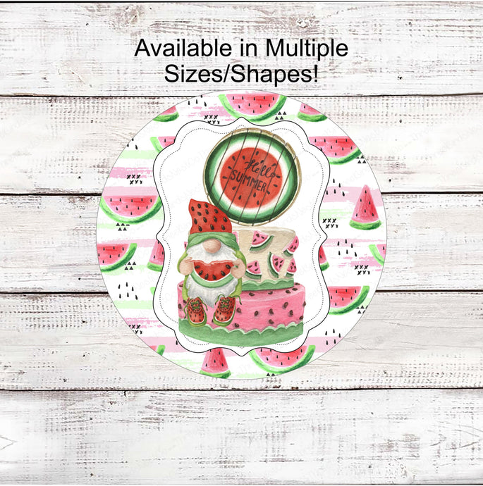 Watermelon Gnome - Watermelon Sign - Summer Wreath Signs - Sweets Sign - Cake Sign - Candy Sign - Welcome Summer Sign - Summer Gnome Sign