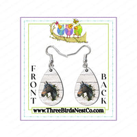 Horse Earrings - Dangle Earrings - Custom Earrings - Horse Jewelry - Farm Lover