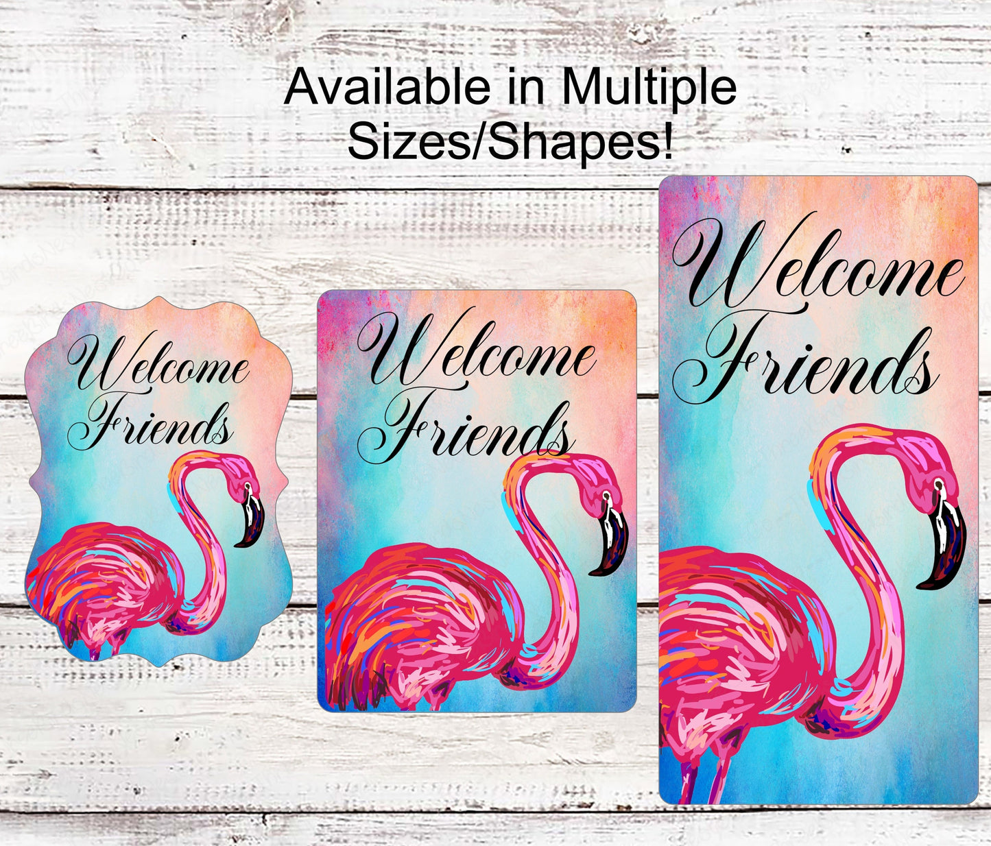 Welcome Friends Flamingo Sign - Flamingo Lover Gift - Tropical Sign - Beach Wreath Signs