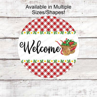Strawberry Sign - Welcome Wreath Sign - Strawberries Wheelbarrow Sign - Summer Welcome Sign - Spring Welcome Sign