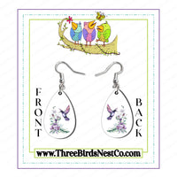 Hummingbird Earrings - Dangle Earrings - Custom Earrings - Hummingbird Jewelry