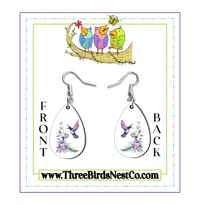 Hummingbird Earrings - Dangle Earrings - Custom Earrings - Hummingbird Jewelry