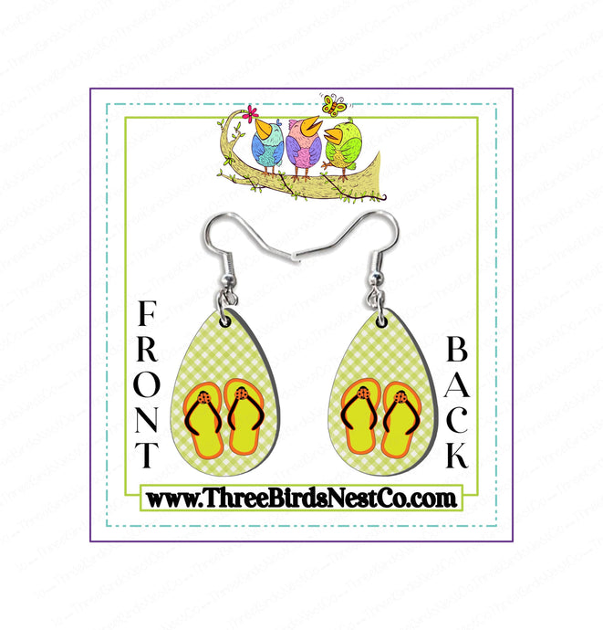 Ladybug Earrings - Flip Flop Earrings - Dangle Earrings - Custom Earrings - Ladybug Jewelry - Ladybug Lover Gift - Beach Earrings