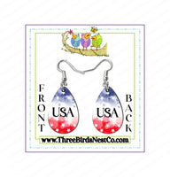 
              Patriotic Earrings - Dangle Earrings - USA Jewelry - 4th of July Accessories - Patriotic Fashion Earrings - Summer Jewelry
            