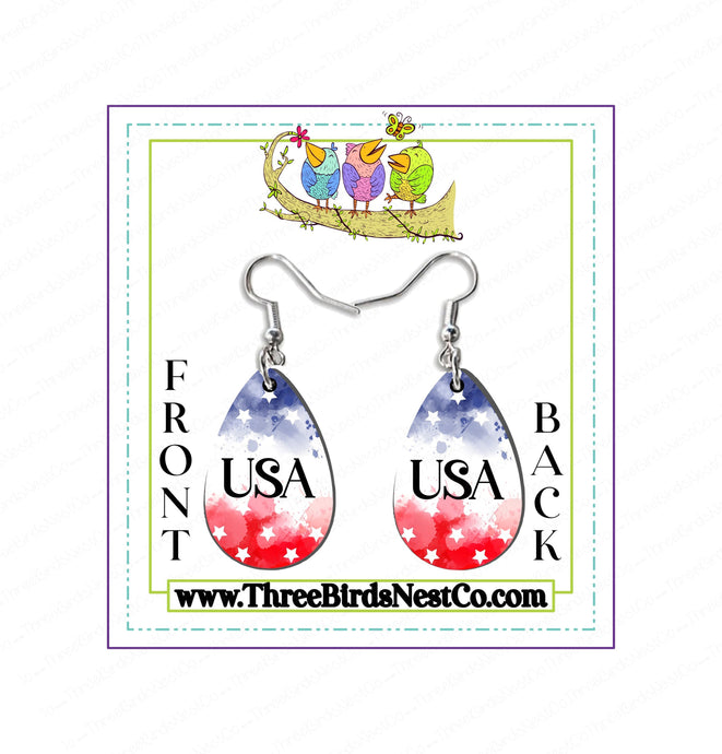 Patriotic Earrings - Dangle Earrings - USA Jewelry - 4th of July Accessories - Patriotic Fashion Earrings - Summer Jewelry