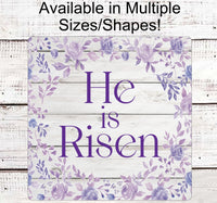 
              He is Risen Wreath Sign - Easter Decor - Easter Wreath Signs - Floral Sign - Religious Sign
            