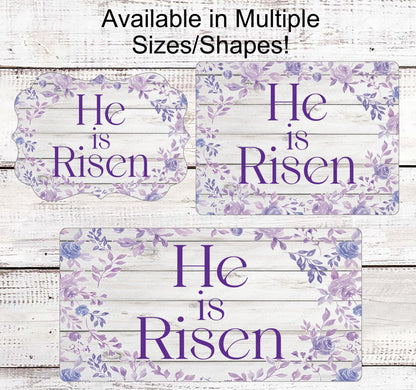 He is Risen Wreath Sign - Easter Decor - Easter Wreath Signs - Floral Sign - Religious Sign