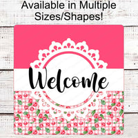 Cherries Welcome Wreath Sign - Floral Signs - Spring and Summer Wreath Signs - Front Door Shop - Shop Now at www.ThreeBirdsNestCo.com