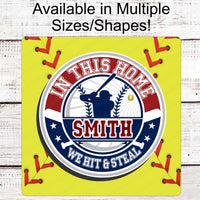 Softball Wreath Sign - Hit and Steal - Last Name Sign - Softball Lover - Personalized Softball Sign