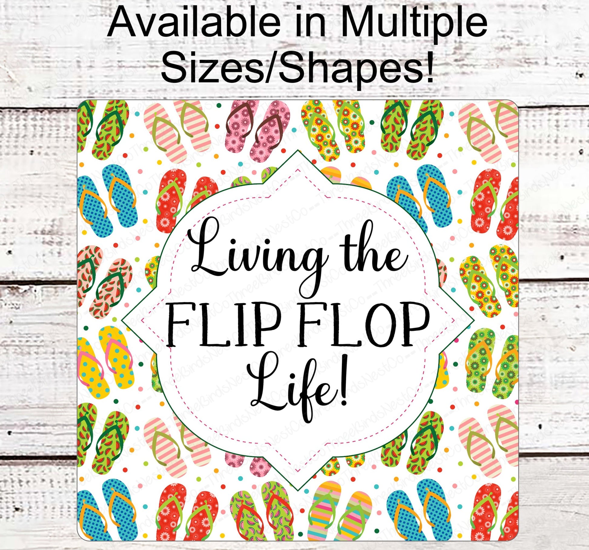 Living the Flip Flop Life - Beach Wreath Sign - Summer Wreath Signs - Welcome Wreath Sign - Happy Place Decor - Beach Welcome Sign