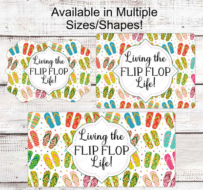 Living the Flip Flop Life - Beach Wreath Sign - Summer Wreath Signs - Welcome Wreath Sign - Happy Place Decor - Beach Welcome Sign