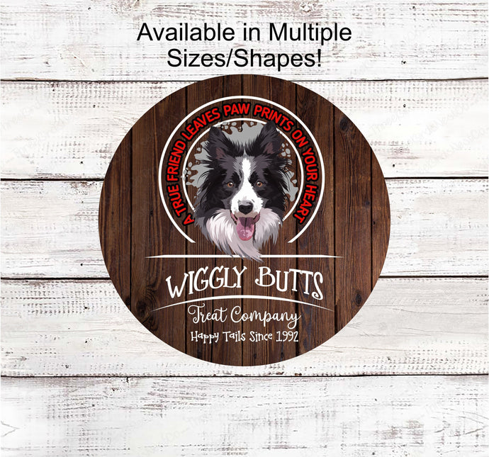 Border Collie Sign - Wiggle Butts - Dog Wreath Signs - Dog Wreath - Paw Print Sign - Pet Wreath - Dog Sign - Dog Lover Wreath