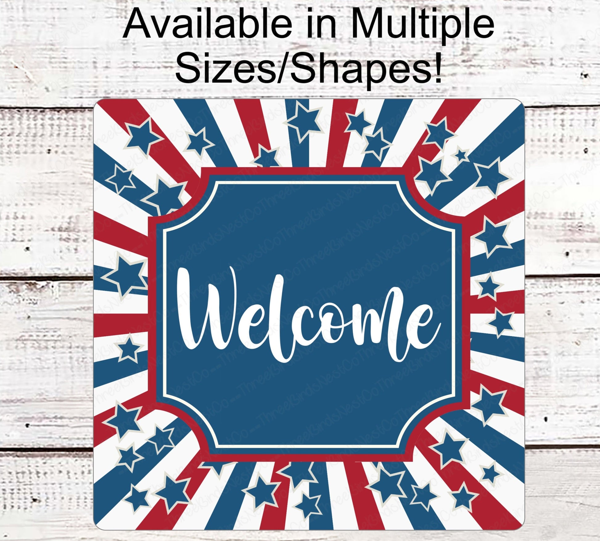 Patriotic Welcome Wreath Sign - Stars and Stripes Sign - Patriotic Sign - Patriotic Signs for Wreath - 4th of July Signs - Patriotic Wreath