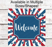 
              Patriotic Welcome Wreath Sign - Stars and Stripes Sign - Patriotic Sign - Patriotic Signs for Wreath - 4th of July Signs - Patriotic Wreath
            