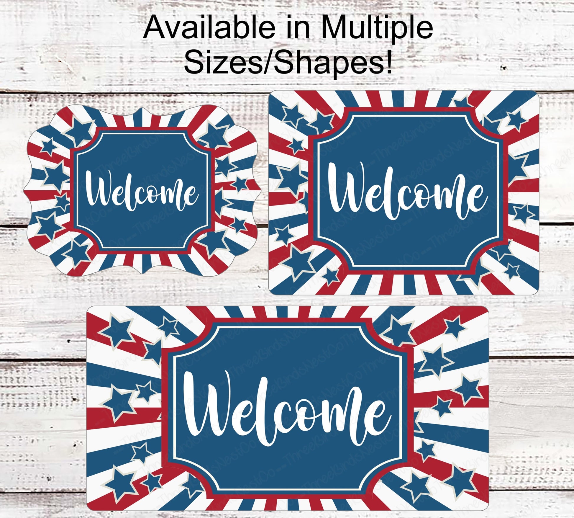 Patriotic Welcome Wreath Sign - Stars and Stripes Sign - Patriotic Sign - Patriotic Signs for Wreath - 4th of July Signs - Patriotic Wreath