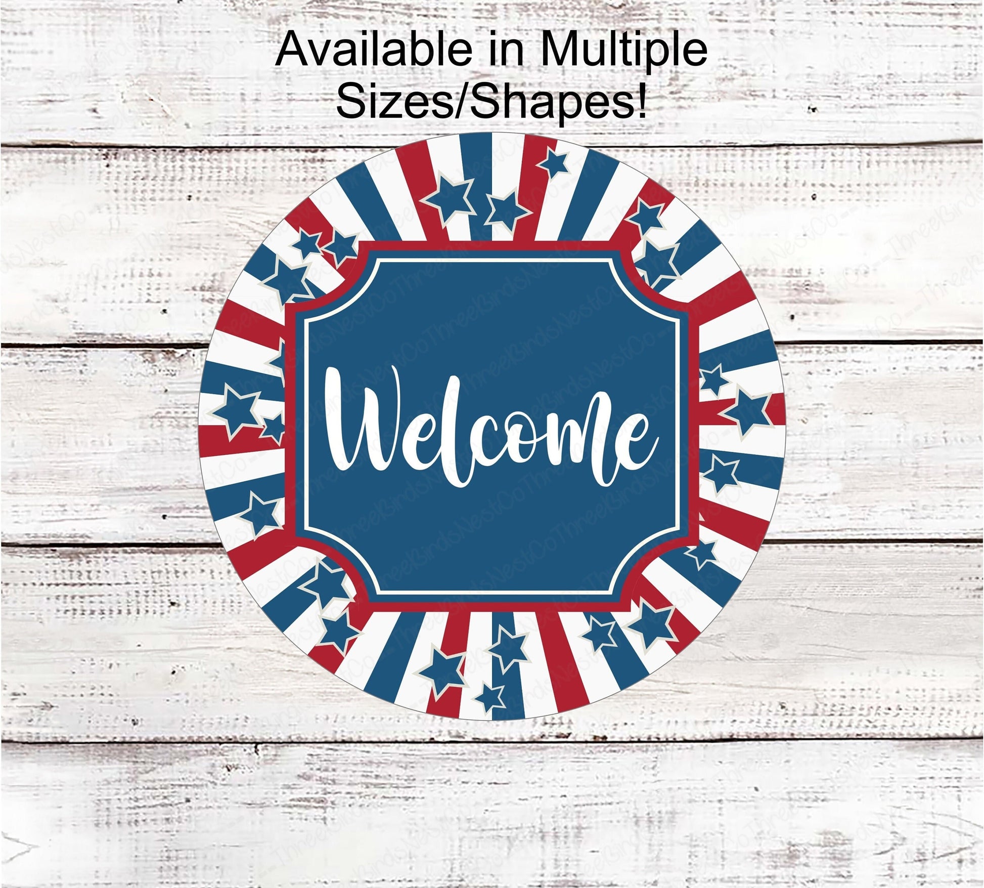 Patriotic Welcome Wreath Sign - Stars and Stripes Sign - Patriotic Sign - Patriotic Signs for Wreath - 4th of July Signs - Patriotic Wreath