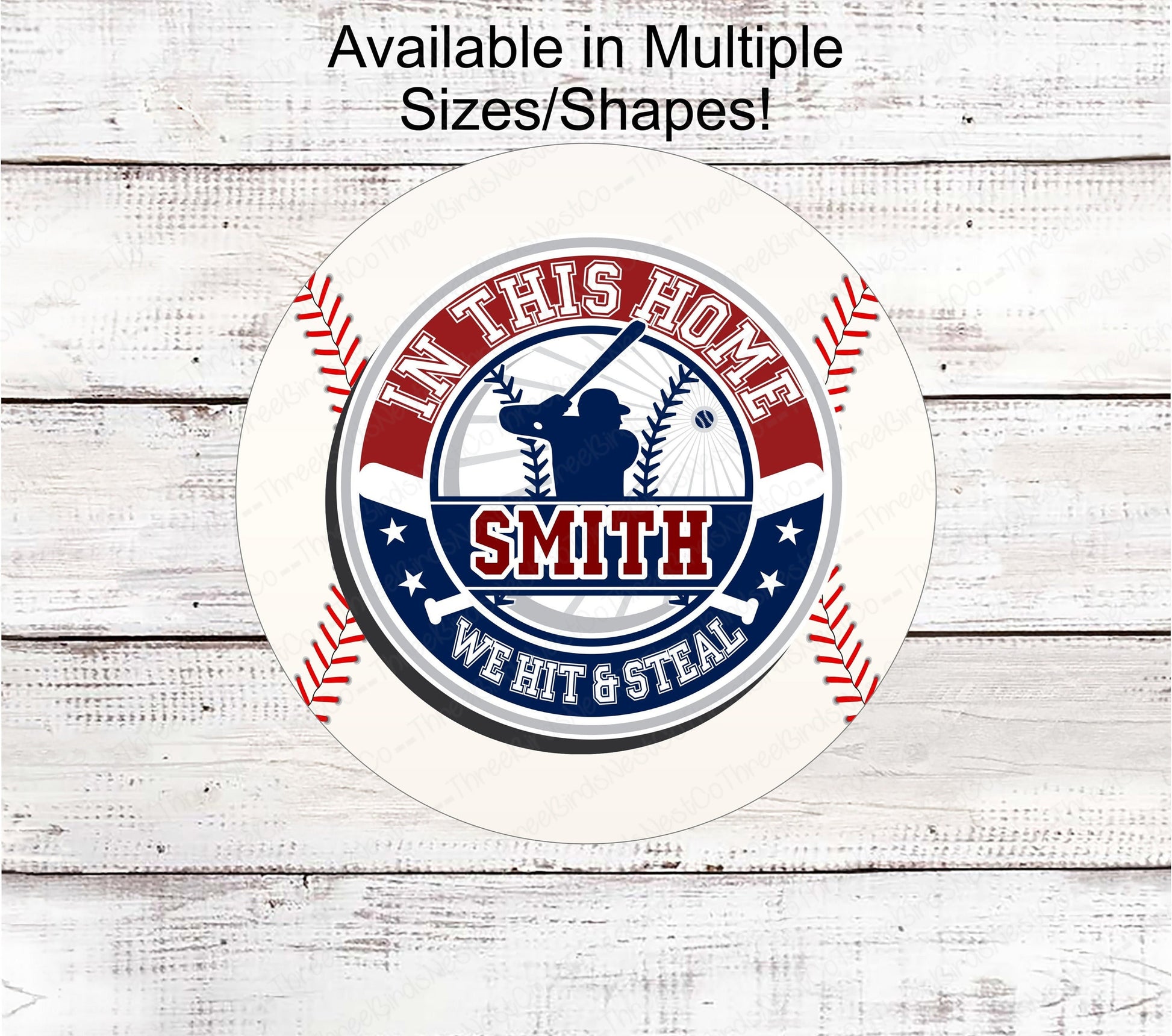 Baseball Wreath Sign - Hit and Steal - Last Name Sign - Baseball Lover - Personalized Baseball Sign