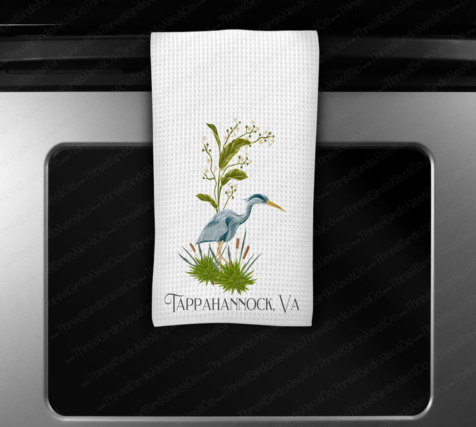 Beach Kitchen Towels - Kitchen Towels - Blue Heron - Nautical Decor - Kitchen Linens - www.ThreeBirdsNestCo.com