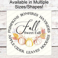 Fall Sweet Fall Pumpkins Wreath Sign - Autumn Welcome Sign