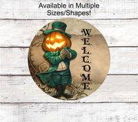 
              Vintage Halloween Welcome Wreath Sign - Jack O Lantern Sign - Happy Halloween - www.ThreeBirdsNestCo.com for 5% Back
            