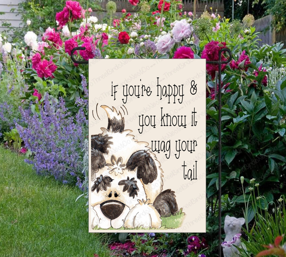 Wag Your Tail Dog Garden Flag - Custom Garden Flag - Yard Flag - Yard Art - Double Sided Garden Flag